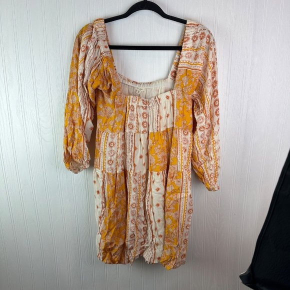 En Creme Yellow Patchwork Dress‎ size Medium NWT - Picture 1 of 4